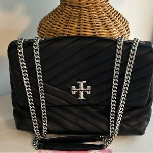 Tory Burch Black Quilted Shoulder Bag with Chain
